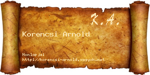 Korencsi Arnold névjegykártya