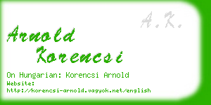 arnold korencsi business card